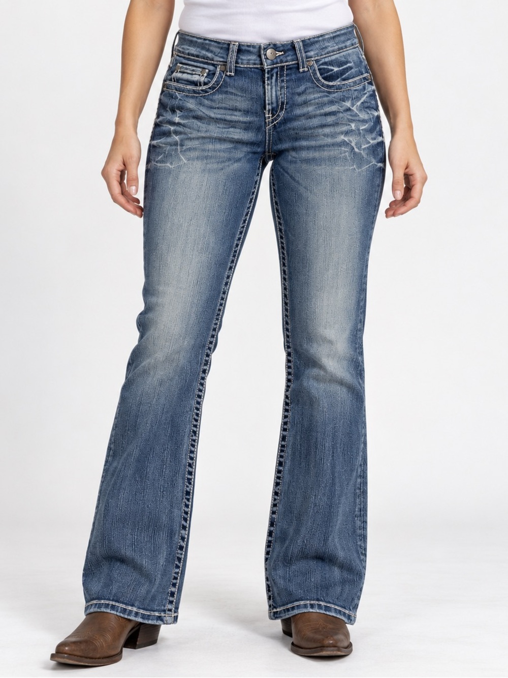 BKE Culture Bootcut Jeans 29 Short Thick Stitch Western Stretch Denim